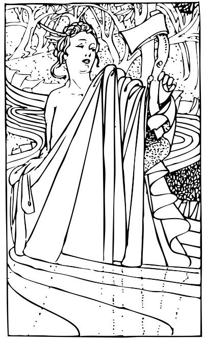 Mercury holding an axe clipart