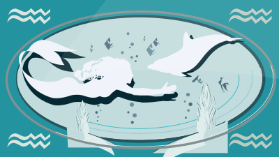 Mermaid and Dolphin - Cut Paper clipart