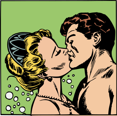 Mermaid kissing man clipart