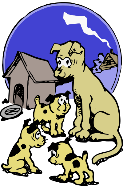 Mommy and Puppies - Colour Remix clipart
