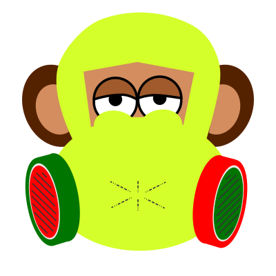 Monkey wears gas mask clipart