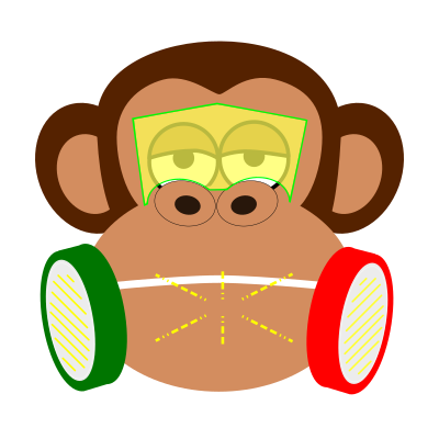 Monkey wears gas mask with pattern clipart