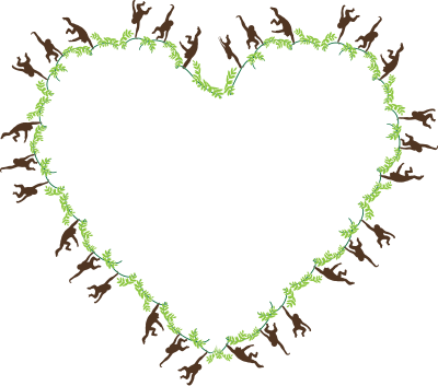 Monkeys Frame Heart clipart