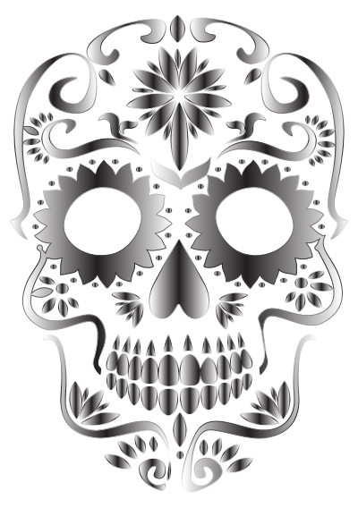 Monochrome Sugar Skull Silhouette No Background clipart