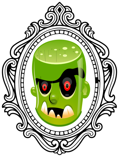 Monster Head in Cameo With Decorative Border clipart