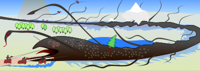 Monster with mountains behind clipart