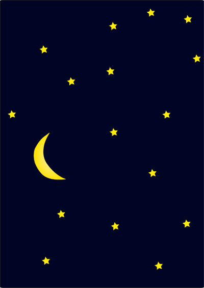 Moon in dark night sky full of stars clipart
