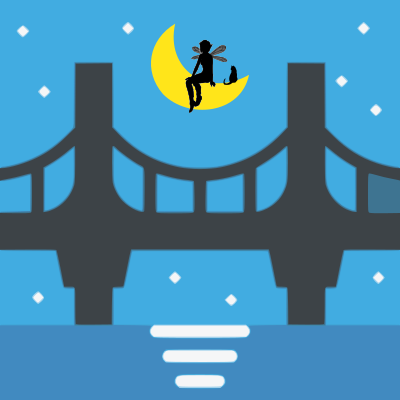 Moon over the bridge clipart