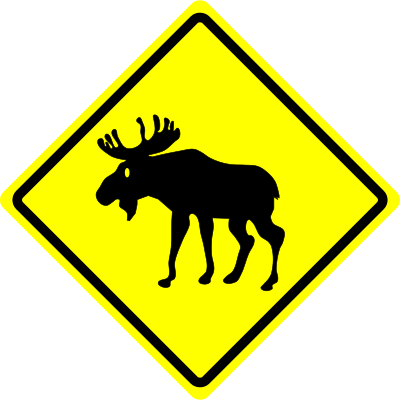 Moose crossing caution sign clipart