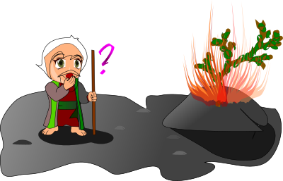 Moses and the burning bush (chibi version) clipart