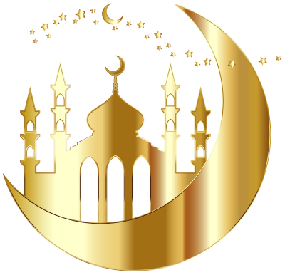 Mosque On Crescent Moon Silhouette By jambulboy Gold No BG clipart