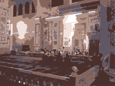 Mosque People Praying Damascus clipart