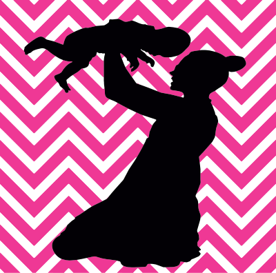 Mother And Baby With Chevrons Background clipart
