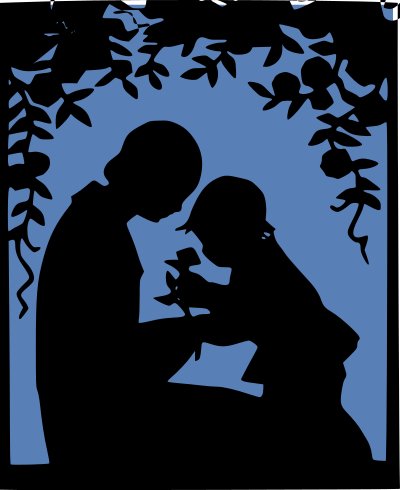 Mother and Child Among Roses - Remix clipart