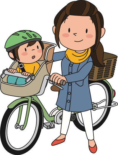 Mother and child with bicycle clipart