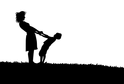 Mother And Son Silhouette clipart
