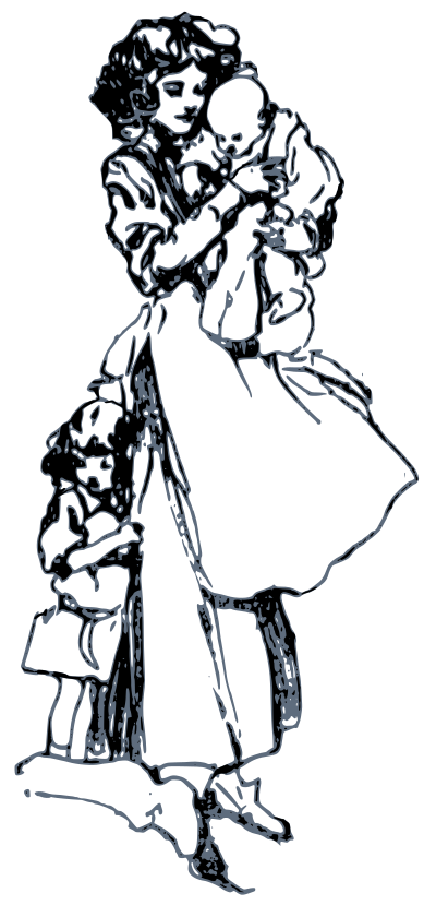 Mother and Two Kids clipart