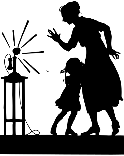Mother, Kid and Telephone clipart