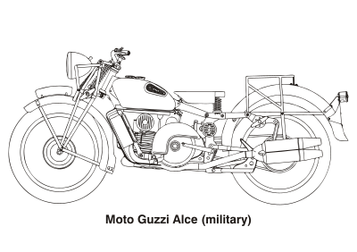 Moto Guzzi Alce (military), year 1939 clipart