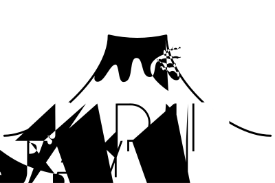 Mount Fuji with Japan Typeface - White clipart