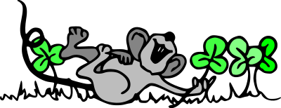 Mouse playing in shamrocks clipart