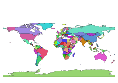 Multi-color simple world map clipart