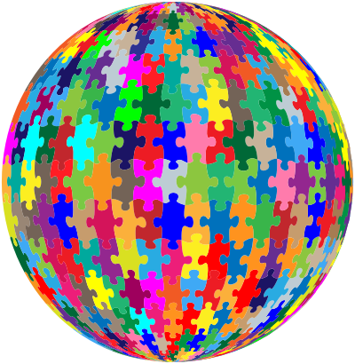 Multicolored Jigsaw Puzzle Pieces Sphere No Strokes clipart