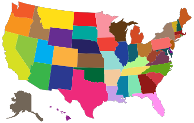 MultiColored United States Map clipart
