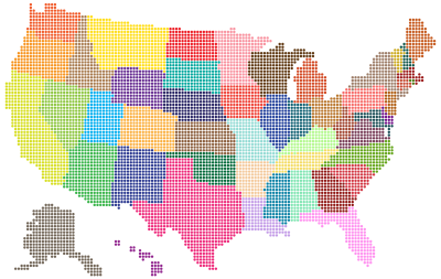 Multicolored United States Map Dots clipart