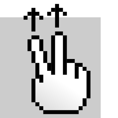 MultiTouch-Interface Pixel-theme 2-fingers-Drag-Up clipart