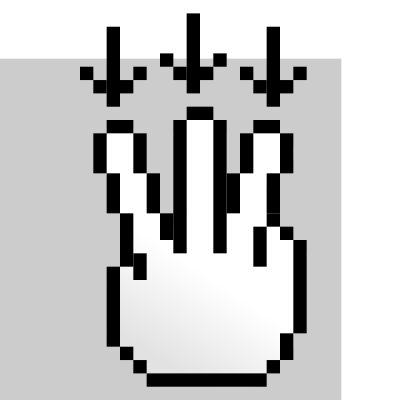 MultiTouch-Interface Pixel-theme 3-fingers-Drag-Down clipart
