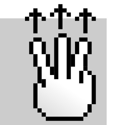 MultiTouch-Interface Pixel-theme 3-fingers-Drag-Up clipart