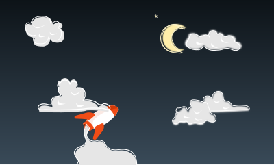 Night Sky with Rocket clipart