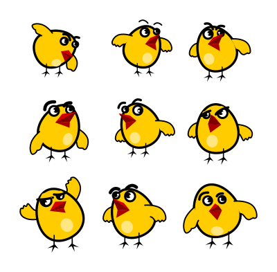Nine chickens clipart