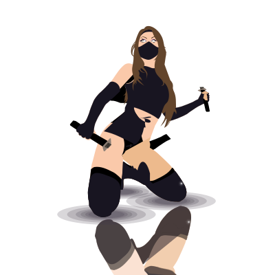 Ninja Girl with Sword Katana - Character clipart