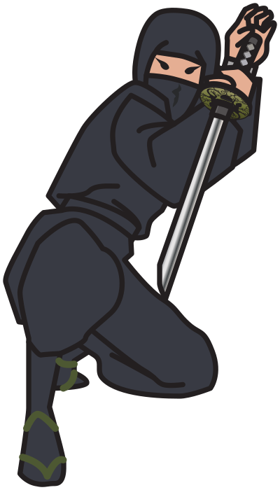 Ninja with a sword, attacking clipart