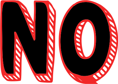 NO 3D block text black red white clipart