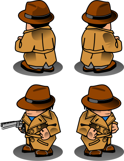 Noir detective sprite clipart