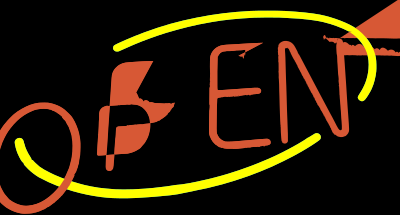 Open neon sign clipart