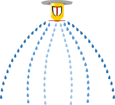 Operating fire sprinkler clipart