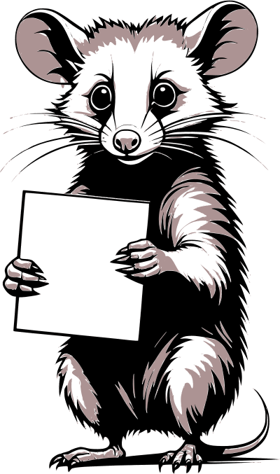 Opossum holding up a blank sign clipart