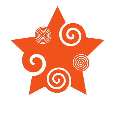 Orange colour star decorative design element clipart