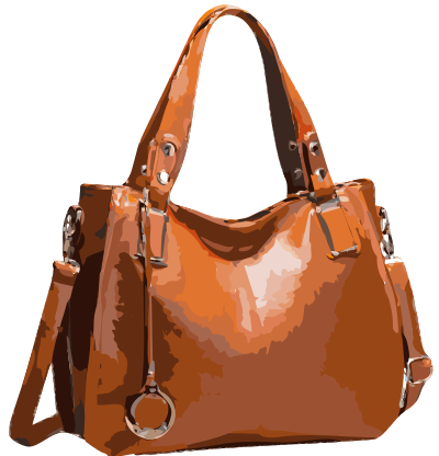 Orange handbag all leather no logo, tidied up clipart