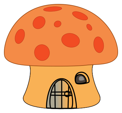 Orange mushroom house clipart