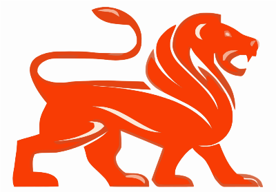 Orange Rampant Lion 2 clipart