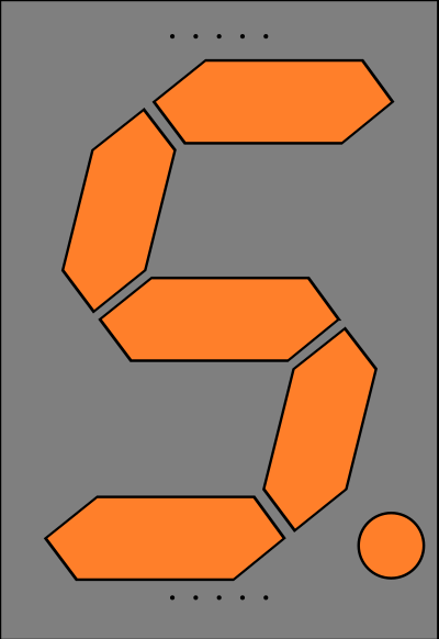 Orange Seven Segment Display: Five clipart