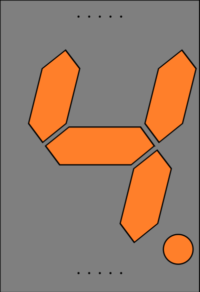 Orange Seven Segment Display: Four clipart