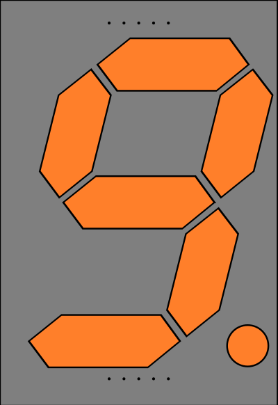 Orange Seven Segment Display: Nine clipart