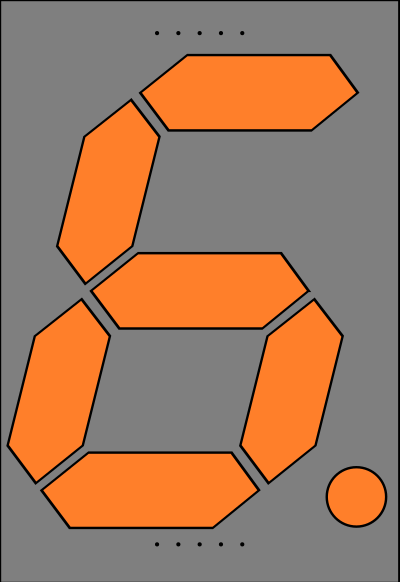 Orange Seven Segment Display: Six clipart