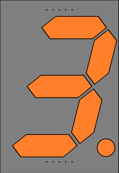 Orange Seven Segment Display: Three clipart